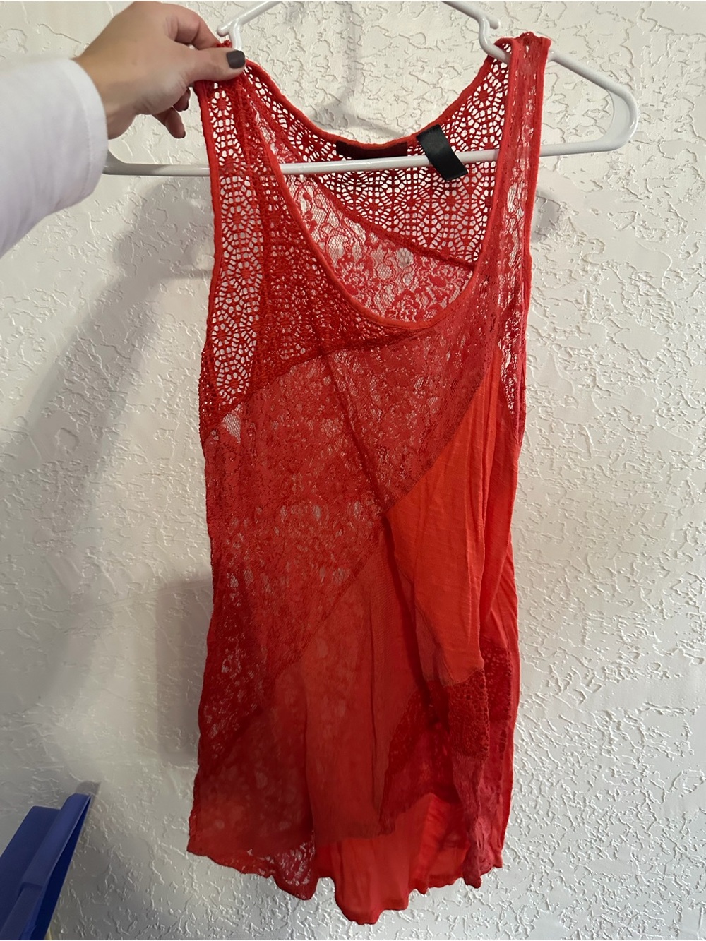 BKE Red Lace Overlay Tank Top